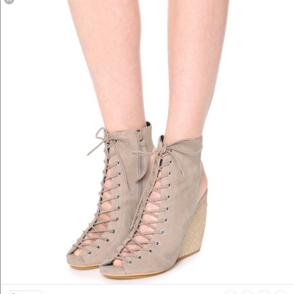 Rebecca Minkoff Elle Suede Lace Up Heeled Espadrilles - Picture 1 of 16